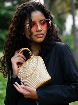 Odette - Gold Beads Embellished Clutch for Women