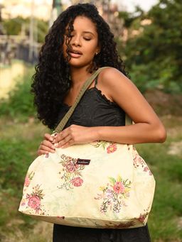 Odette - Light Yellow Floral Printed Tote Bag for Women