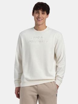 Jockey - UM51 Men Super Combed Cotton French Terry Printed Sweatshirt - Cannaoli Cream