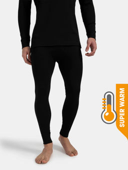 Jockey - 2421 Men Super Warm Combed Cotton Rich Brushed Thermal Long John - Black