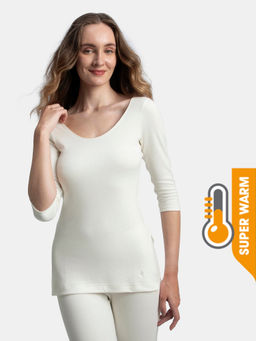 Jockey - 2543 Women Cotton Rich Brushed 3/4th Sleeve Thermal Top - Off White