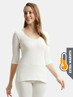 Jockey - 2503 Women Extra Warmth Cotton Rich 3/4th Sleeve Thermal Top - Off White