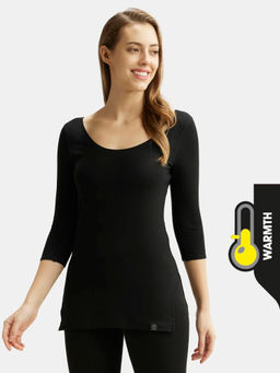 Jockey - 2511 Women Soft Touch Microfiber Elastane 3/4th Sleeve Thermal Top - Black