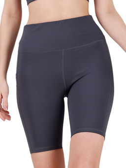 SOIE - Women High Waist Knee Length Quick Dry Sports Shorts with Pocket