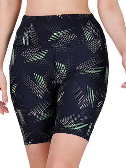 SOIE - Women High Waist Knee Length Quick Dry Printed Sports Shorts with Pocket