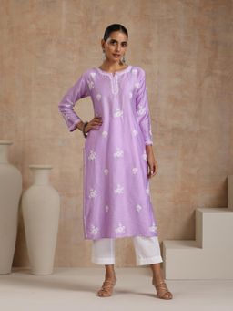 House of Chikankari - Chikankari Woven Long Kurta