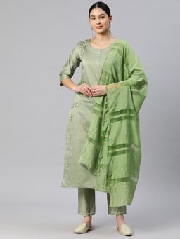 Gahan - Womens Art Silk Fabric Embroidered Kurta Pant With Dupatta