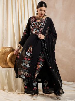 Gahan - Womens Faux Thread embroidery Kurta With Palazzo and Dupatta