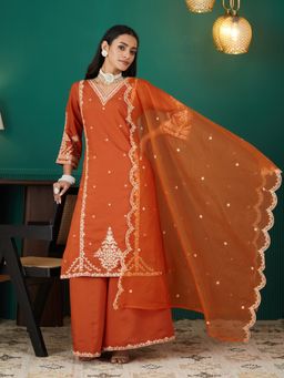 Gahan - Womens Roman Silk Kurta Palazzo with Dupatta