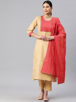 Gahan - Womens Cotton Gotapatti Lace Design Straight Kurta Pant With Dupatta