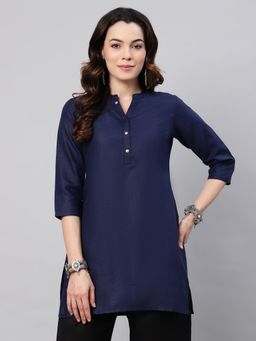Gahan - Blue Cotton Womens Regular Solid Tunic