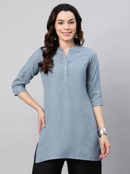Gahan - Grey Cotton Womens Regular Solid Tunic