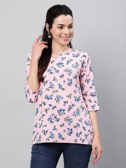 Gahan - Pink Cotton Womens Regular Printed Tunic