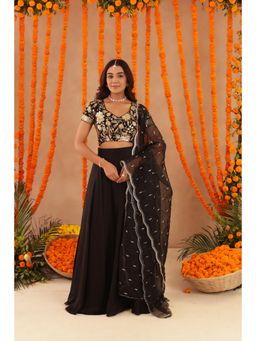 DEASHA INDIA - Ishara Black Detailed Lehenga with Blouse and Dupatta