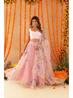 DEASHA INDIA - Maanya Pink Organza Lehenga with Blouse and Dupatta