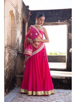 Amoree - Hot Pink Lehenga with Blouse and Dupatta