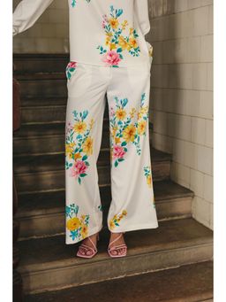 Muvazo - White Botanica Printed Pant
