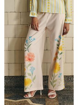 Muvazo - Off White Floral Pant