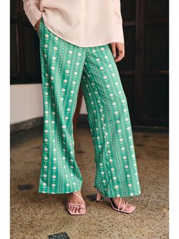 Muvazo - Green Rosa Printed Pant