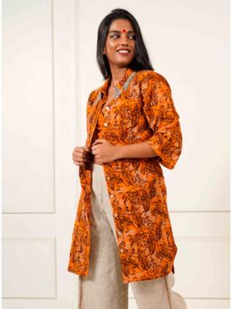 PRATHAA - Orange Batik Printed Shirt