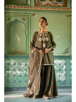 Amoree - Green Gaj Sharara with Kurti and Dupatta