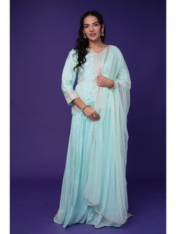 Zari Jaipur - Silk Kurta with Sharara and Dupatta (Set of 3)