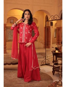 Zari Jaipur - Silk Kurta with Sharara and Dupatta (Set of 3)
