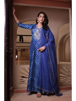 Zari Jaipur - Chanderi Anarkali Kurta with Dupatta (Set of 2)