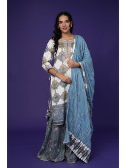 Zari Jaipur - Chanderi Kurta with Sharara and Dupatta (Set of 3)