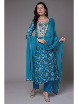 Zari Jaipur - Georgette Kurta with Trouser and Dupatta (Set of 3)