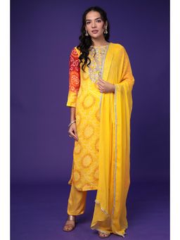 Zari Jaipur - Chiffon Kurta with Trouser and Dupatta (Set of 3)
