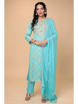 Zari Jaipur - Georgette Kurta with Trouser and Dupatta (Set of 3)