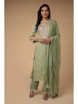 Zari Jaipur - Georgette Kurta with Trouser and Dupatta (Set of 3)