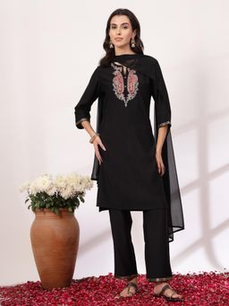 Nayam by lakshita - Ethnic Embroidered Straight Kurta Pant with Dupatta (Set of 3)