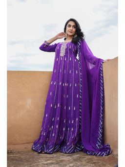 Zari Jaipur - Georgette Anarkali Kurta with Dupatta (Set of 2)