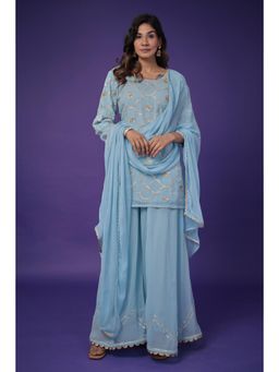 Zari Jaipur - Georgette Kurta with Palazzo and Dupatta (Set of 3)