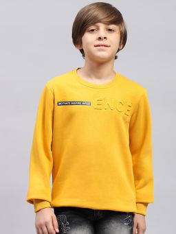 Monte Carlo - Boys Typography Mustard Round Neck Full Sleeve Sweatshirt