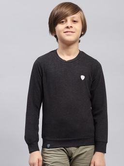 Monte Carlo - Boys Solid Dark Charcoal Round Neck Full Sleeve Sweatshirt