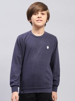 Monte Carlo - Boys Solid Navy Blue Round Neck Full Sleeve Sweatshirt