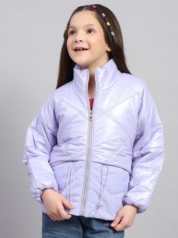 Monte Carlo - Girls Lavender Solid High Neck Full Sleeve Puffer Jacket