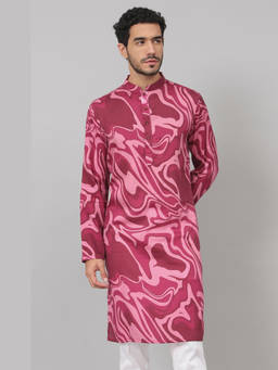 HILO DESIGN - Marmore - Purple Marble Print Cotton Kurta