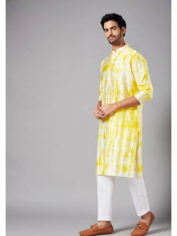 HILO DESIGN - Tintlo - Yellow Bandhani Tie-Dye Kurta
