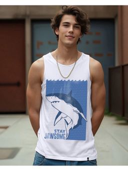 Bewakoof - Men White Jaw Some Graphic Printed Vest