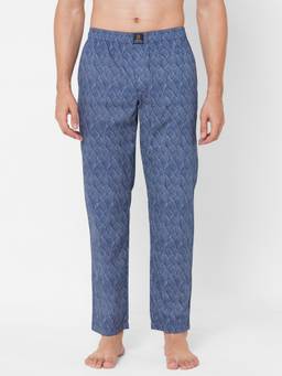 Urban Scottish - Mens Blue Pure Cotton Printed Lounge Pants