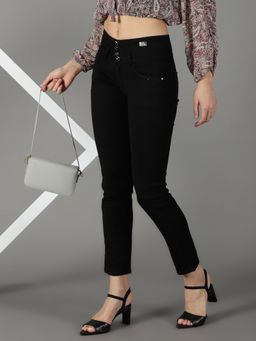 SHOWOFF - Women's Stretchable Clean Look Black Regular Fit Jeans