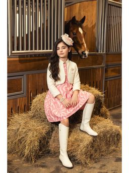 TINY GIRL - Girls Pink Polyester Dress with Jacket