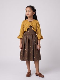 TINY GIRL - Girls Brown Nylon Dress with Jacket