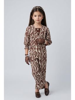 TINY GIRL - Girls Brown Polyester Top and Inner with Pant
