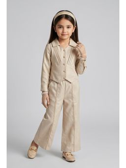TINY GIRL - Girls Beige Polyester Top with Pant