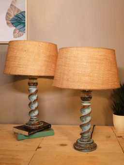 Homesake - Table Lamp 2Pcs Rope Distressed Blue Jute